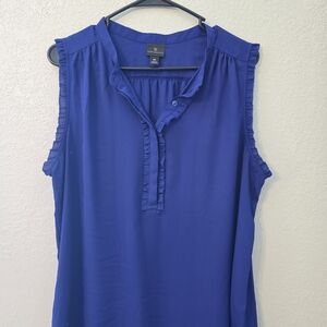 Worthington Royal Blue Ruffle Trim Tank Top